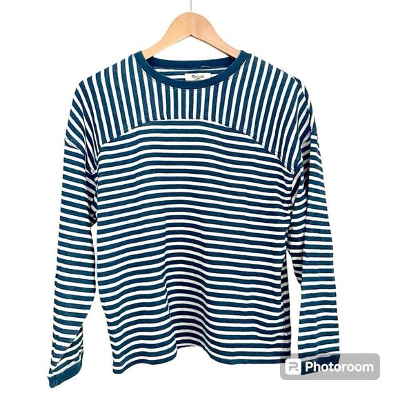 Madewell Easy Rugby Tee, Blue & White Striped - Picture 1 of 7